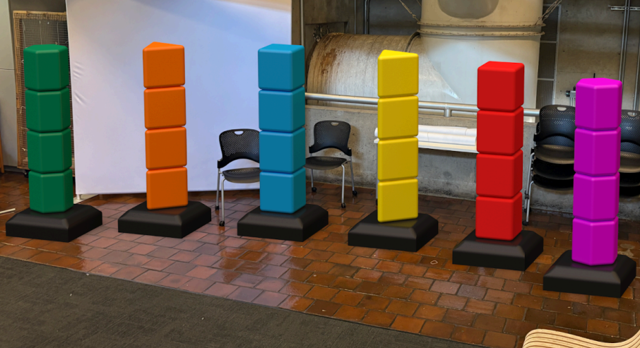 Colorful play-focused Stackers installation exploration