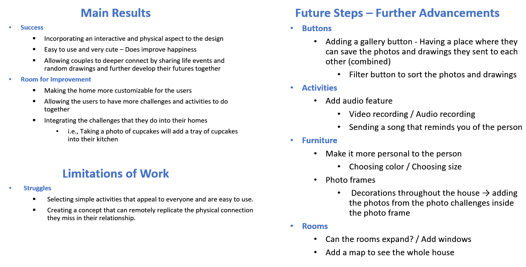 R U Home main results, limitations, and future steps
