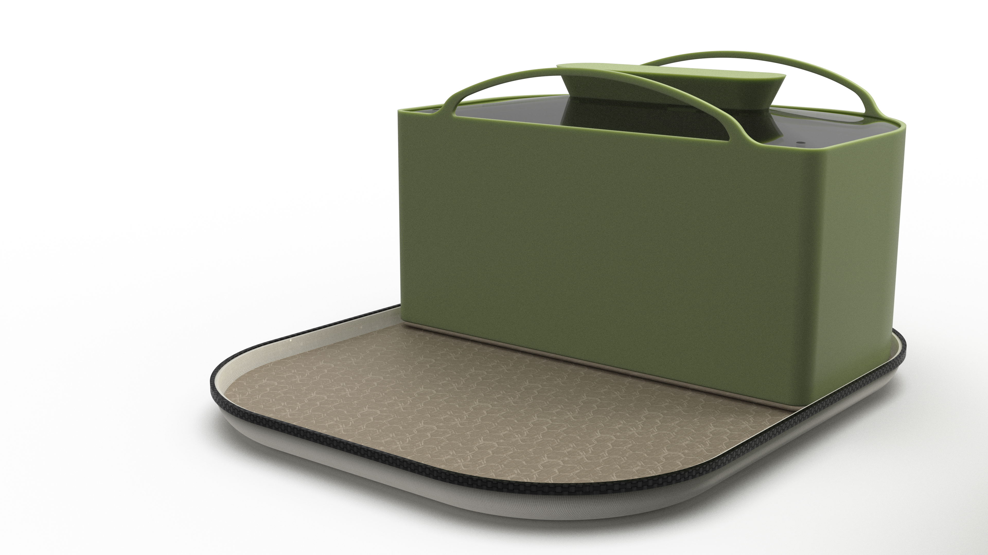 Yogi product render showing cork board tray feature