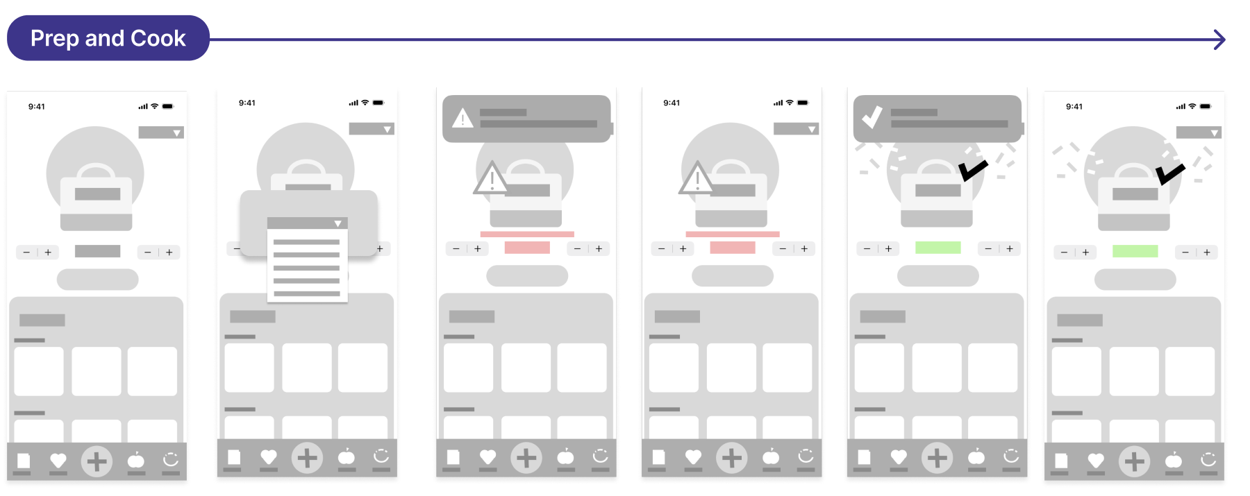 Low fidelity Yogi app search and prep flow