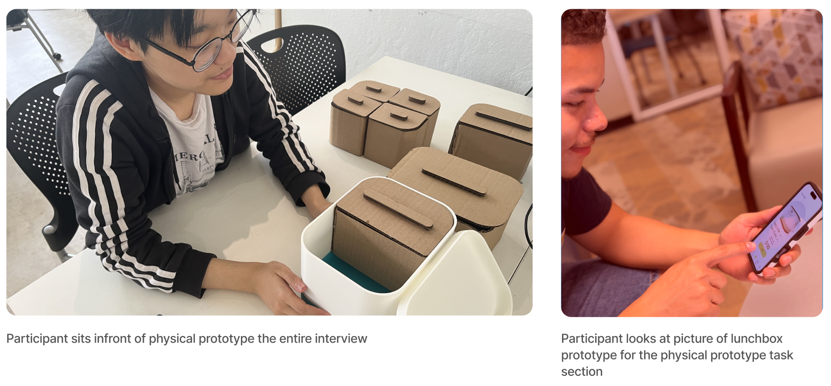 Yogi user testing with physical prototype and digital prototype